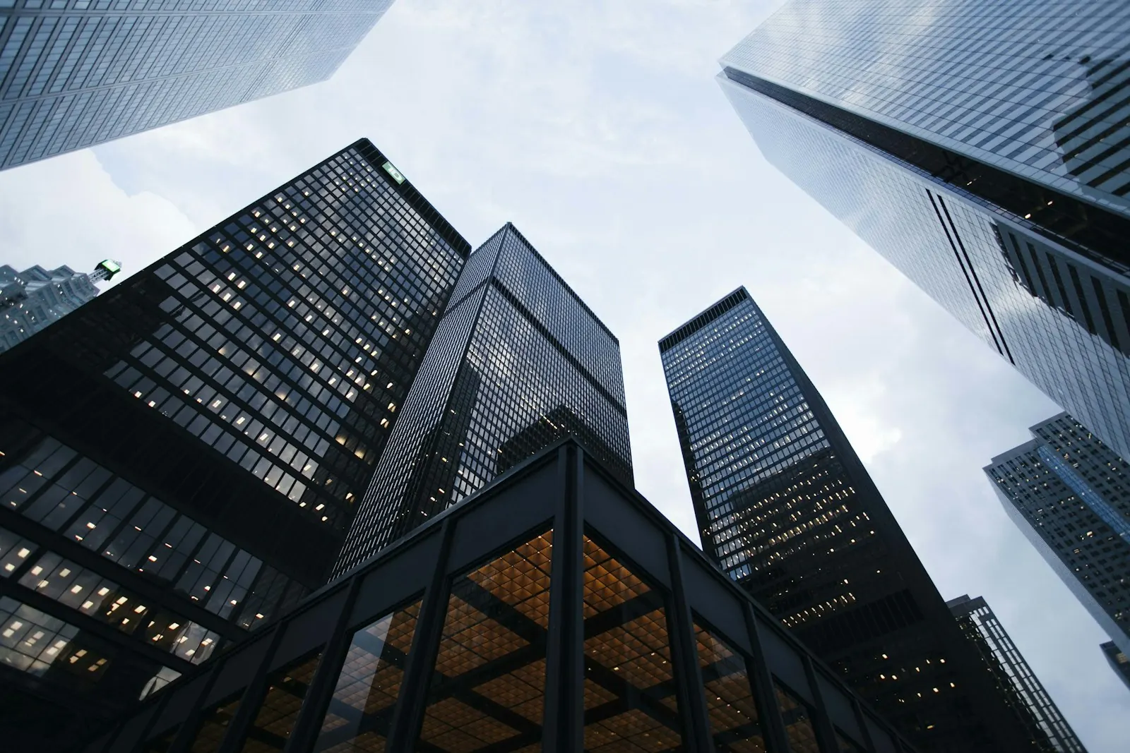 Modern business architecture at dusk
